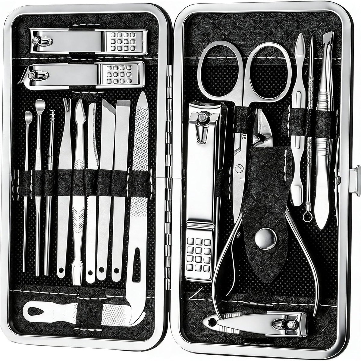 Complete Manicure Set met 19-delige Pedicure Tools, RVS Nagelknippers, Scharen en Accessoires voor Perfecte Nagelverzorging en Onderhoud, Draagbaar en Handig voor Thuis en Reizen