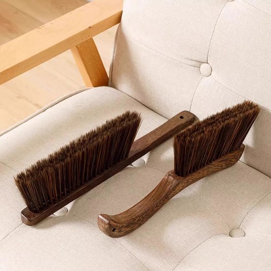 Houten stofborstel, handbezem, tafelborstel met houten handvat, roerbezem, zachte borstel, geschikt voor tafelbladen, bedden, banken en auto's (2-pack) van Houten — afbeelding 2
