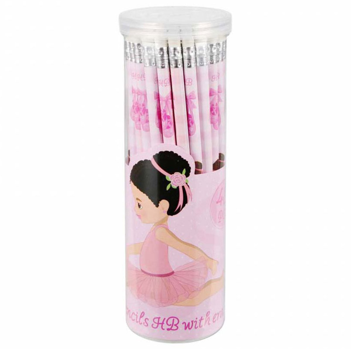 Lobbes potloden set met gum ballet - kleurrijk schrijfplezier 48 stuks.