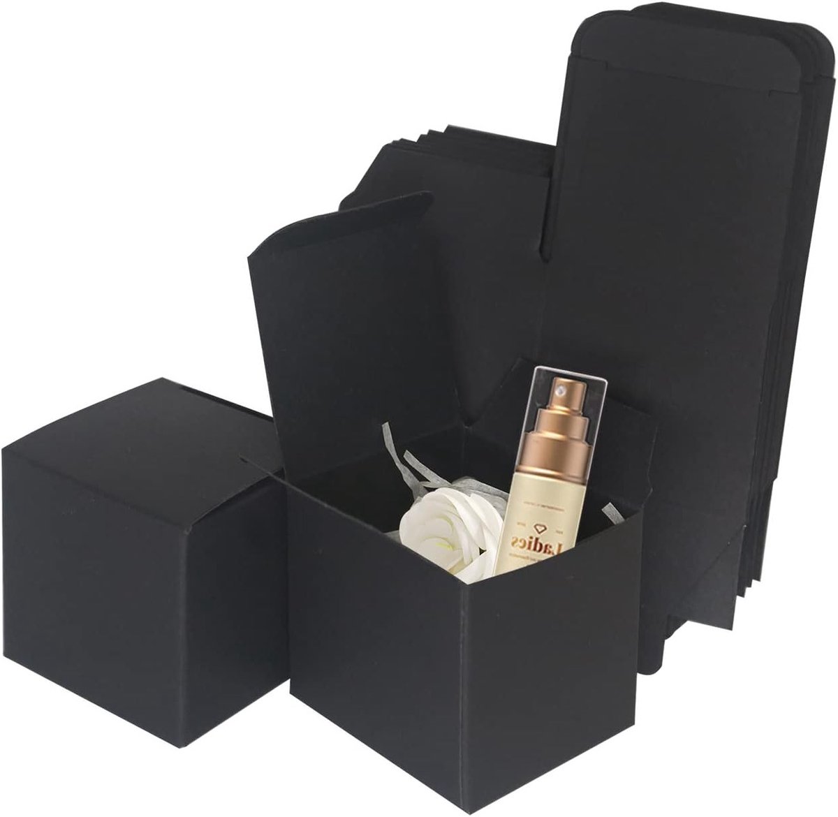Zwarte Kraft Cadeau Dozen, 50x50x50mm Kleine Lege Dozen met Deksel voor Geschenken, Favor Dozen voor Feestjes, Bruiloften en Verjaardagen (10 Stuks)