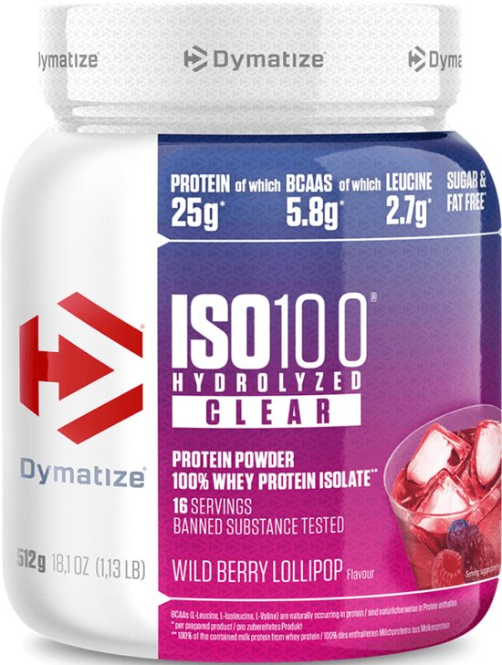 Dymatize ISO 100 Clear (512g) Wild Berry Lollipop - Eiwitten - Helder eiwit — afbeelding 4
