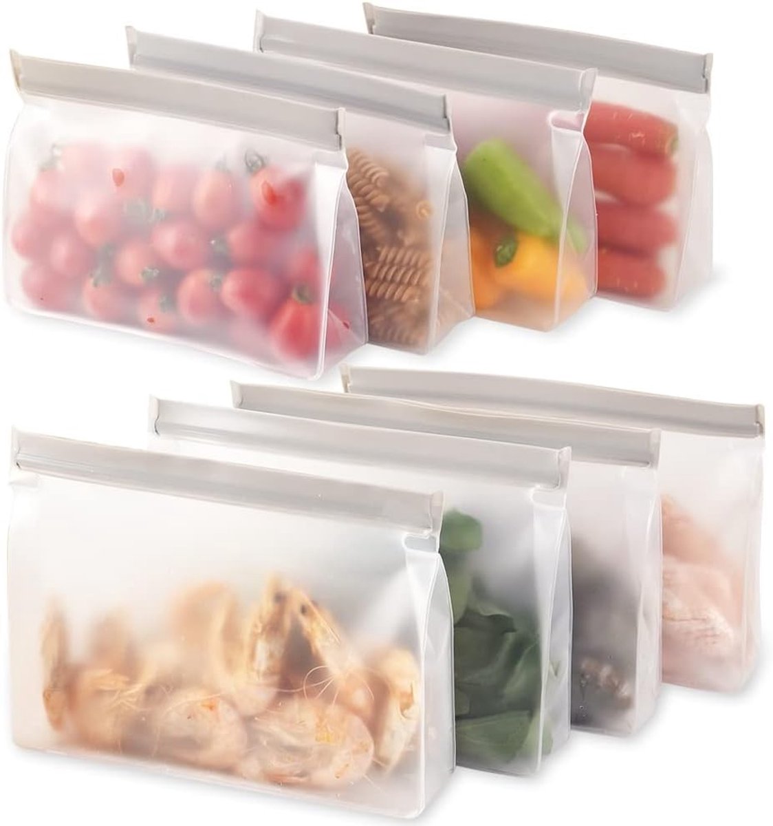 Herbruikbare Opbergzakken Set met Dubbele Ritssluiting voor Lunch en Vriesvak