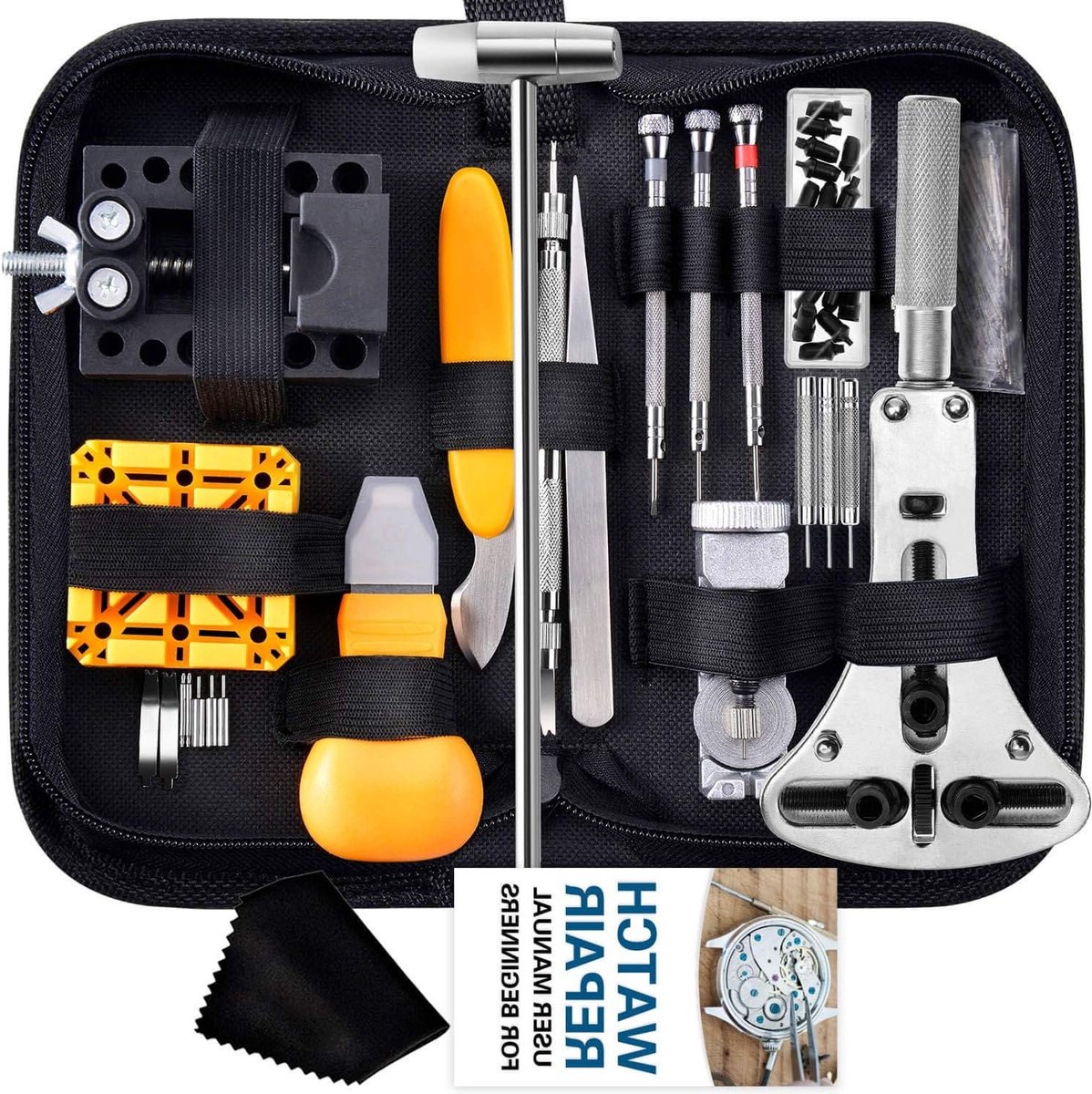 Complete Horloge Reparatie Set met 187 Gereedschappen, Inclusief Horloge Link Pin Verwijderaar en Achterdeksel Verwijderaar voor Batterij en Bandvervanging