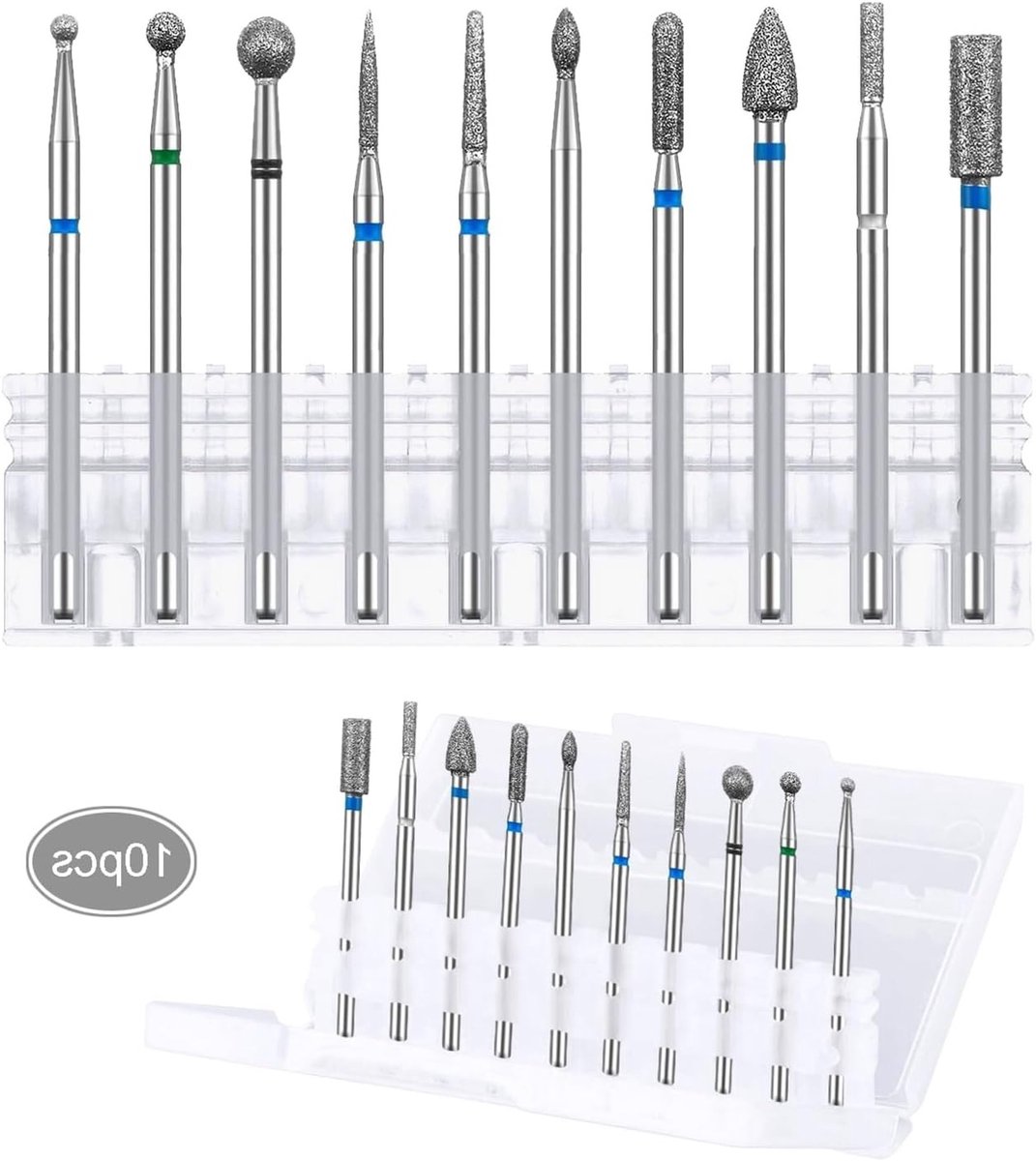 Professionele Set van 10 Diamant Bits voor Nagelverzorging, Manicure en Cuticle Verwijdering met Tungsten Staal