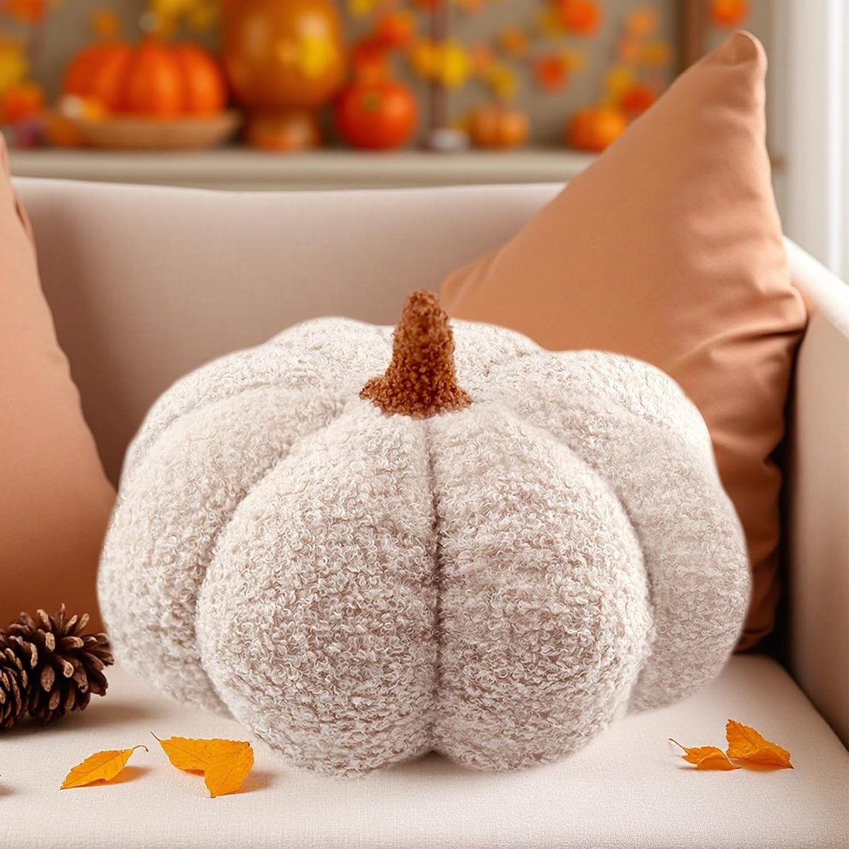 Herfstdecoratie: Zachte Pluche Pompoen Kussen voor Halloween, Slaapkamer en Bank, 30 x 30 cm