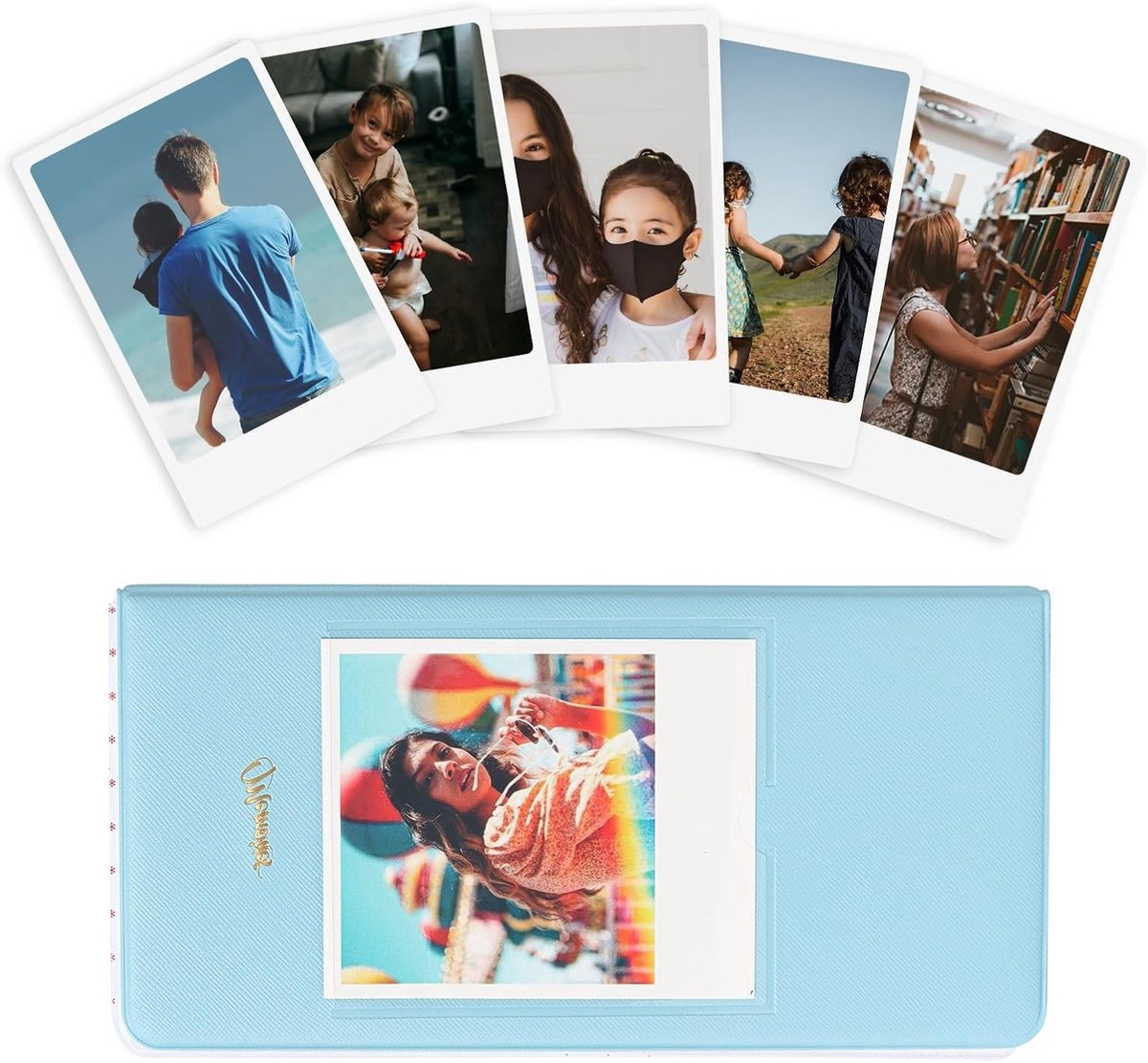 64 Pocket Fotoalbum voor Fujifilm Instax Wide en Polaroid Camera's - 16 Pagina's, Bewaart 64 Foto's, Ideaal voor Camera Filmopslag, Blauw
