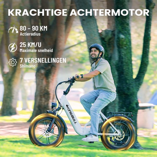vankel Literider Elektrische Fiets–Opvouwbaar–648Wh Accu–Voor- en Achter Hydraulische Schijfremmen–20×4.0 Inch Fatbike Banden - Actieradius tot 90 km - MOZO Aluminium Verende Voorvork met Lock-out - Elektrische Stadsfiets–Max. Belasting 180 kg - Wit van VANKEL — afbeelding 4