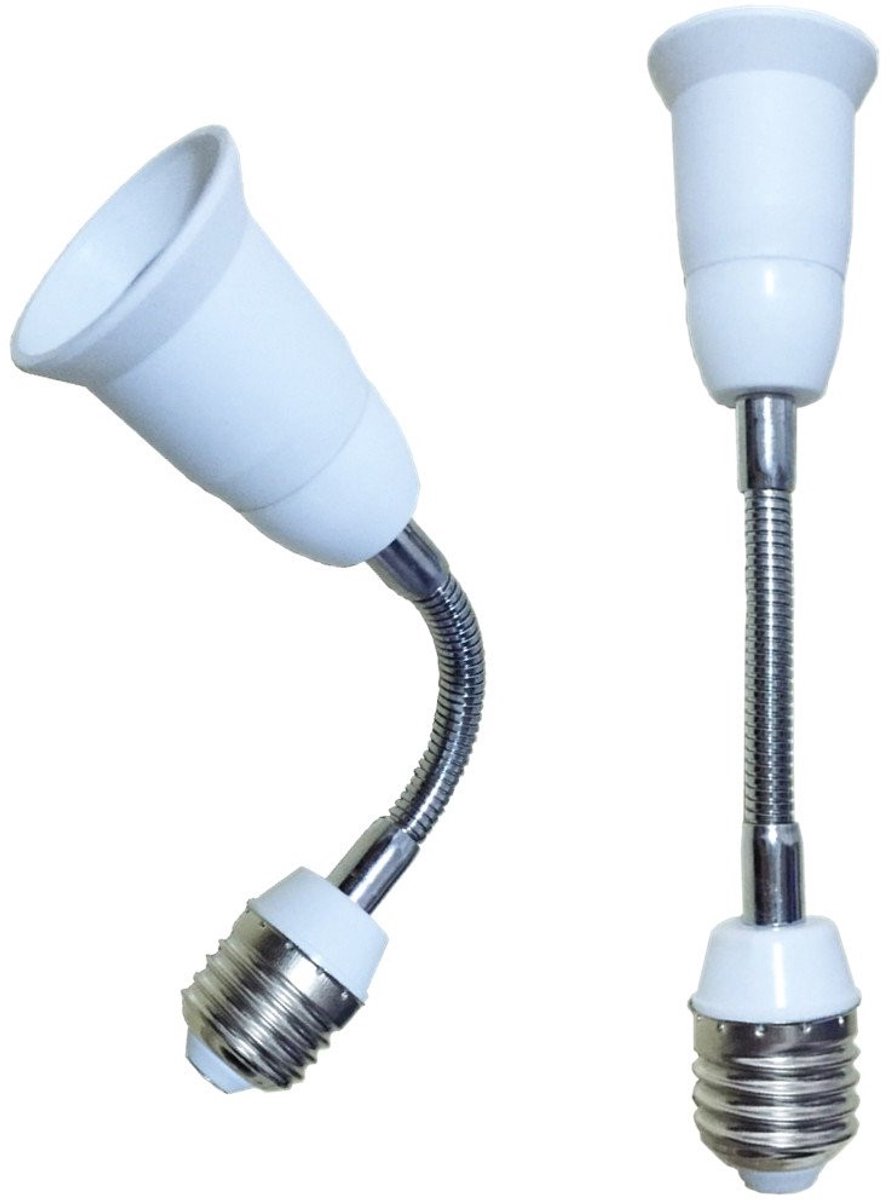 Flexibele E27/E26 LED Lamp Basis met Gooseneck - 19cm Verlengadapter voor E27 Lampen - Set van 2 voor Thuis en Kantoor