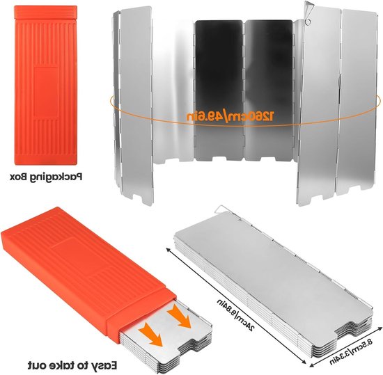 Camping Kooktoestel Windscherm Set met 12 Aluminium Platen voor Buiten, Kamperen en Motorhome, Inclusief Opbergdoos van Merkloos — afbeelding 5