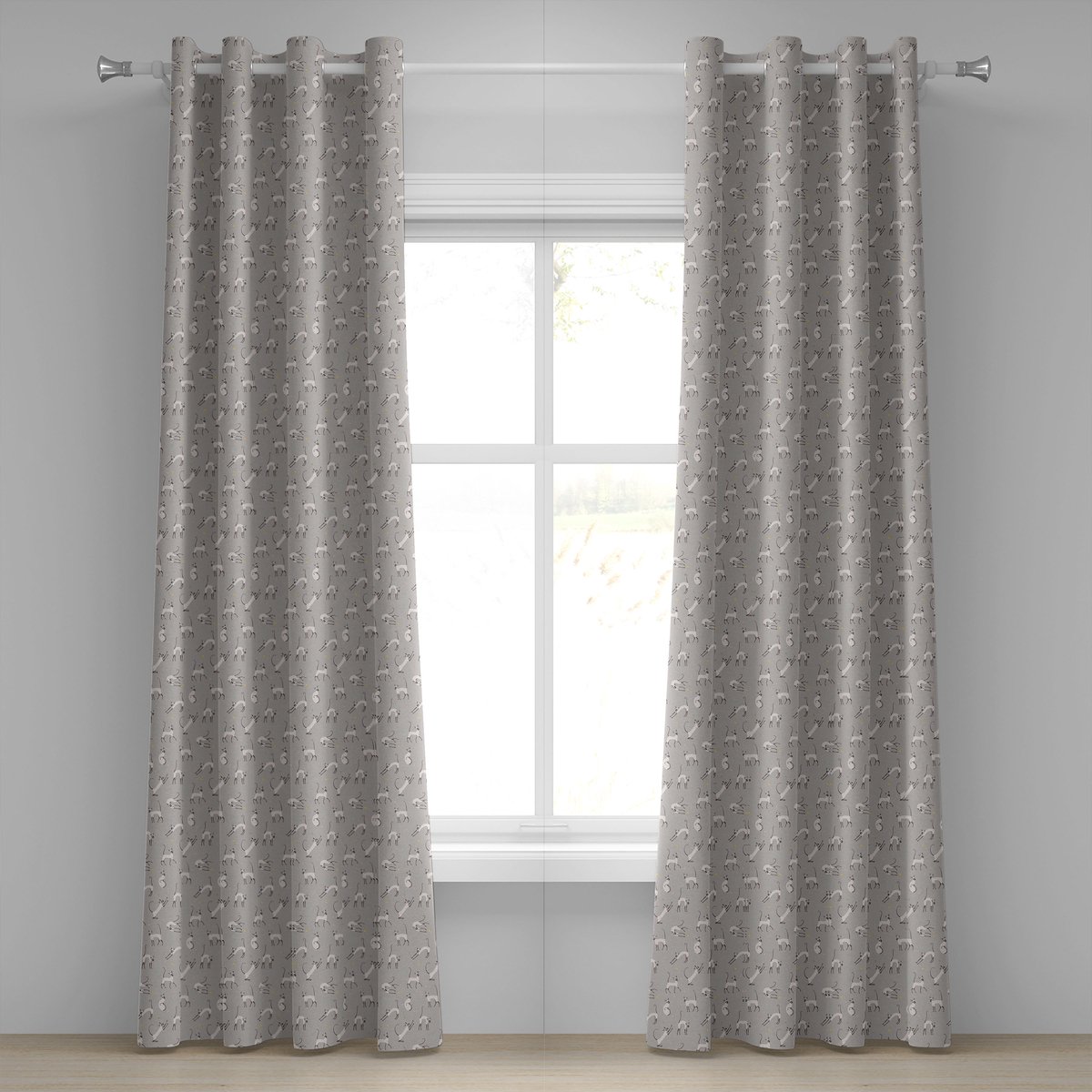 ABAKUHAUS Aziatisch oogjesgordijn, Kat Kitten Animal, Decoratieve 2-Panelen Raamgordijnen voor de Slaapkamer Woonkamer, 280cm x 260cm, Licht