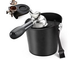 Grote Knock Box voor Koffiegronden, Schokabsorberende Houder met Verwijderbare Metalen Knock Bar en Siliconen Tamper Mat voor Sieve Carriers