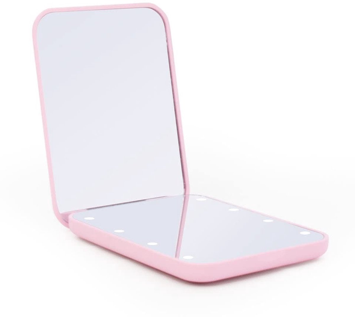 aladdien - Mini LED Pocket Spiegel - Compacte Make-up Spiegel met Verlichting - Roze Kleur - Handzaam en Draagbaar - Ideaal voor Make-up - Verlichti..
