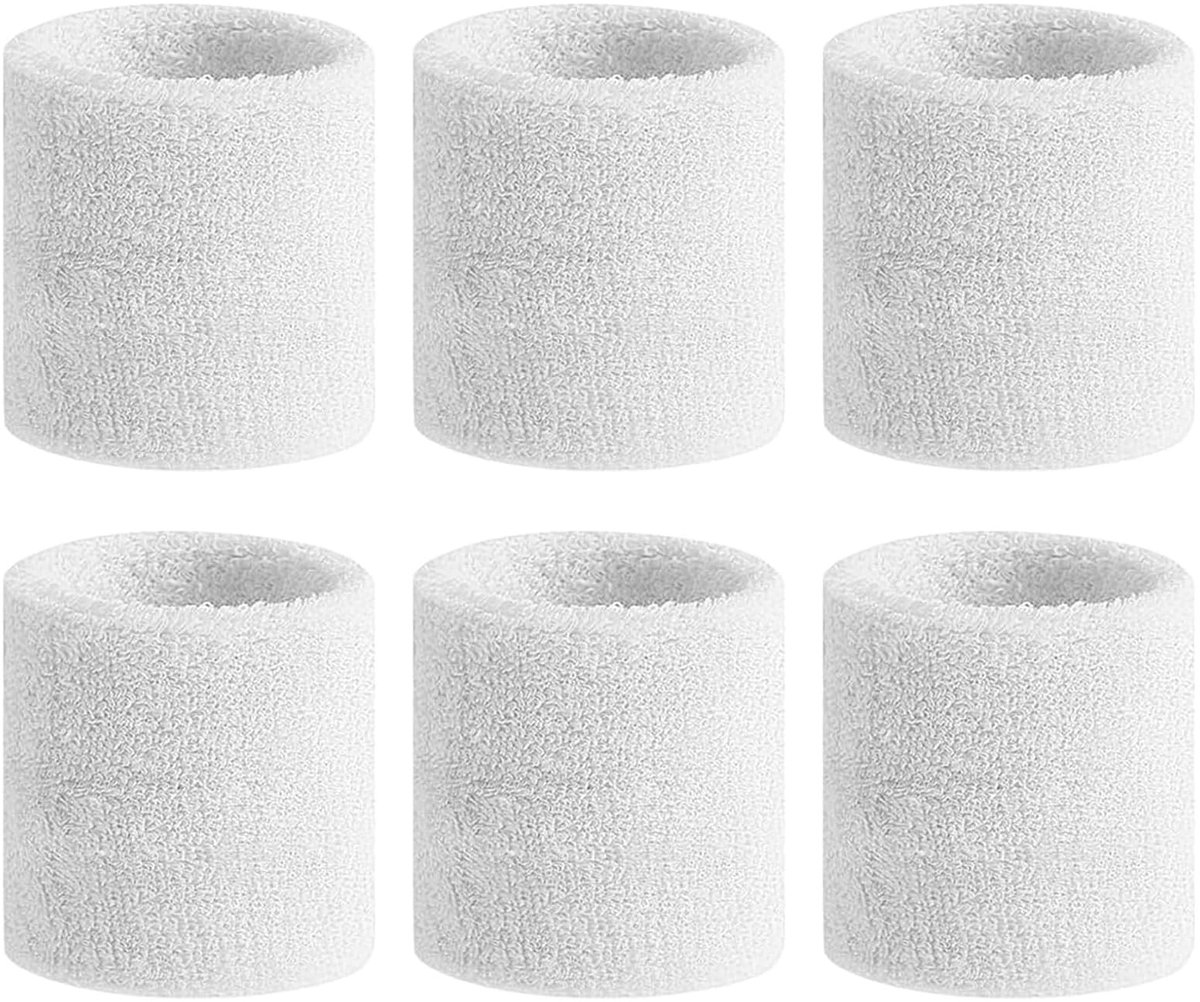 Allecto - Sweatband - Absorbent - Ultra-elastisch - Wit - Sportbanden - Perfect voor voetbal en basketbal - 6 stuks