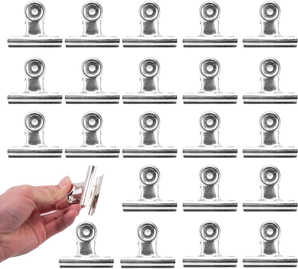 22 Stuks Medium Metalen Klemmen voor Documenten, Kantoorclips en Paperclips - Ideaal voor Organisatie en Archivering