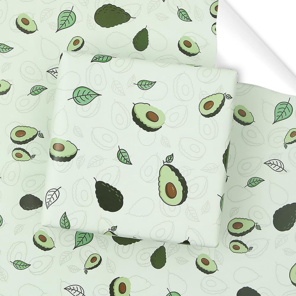 SnelShoppen - Avocado-cadeaupapier met fruitig design, 4 vellen luxe cadeaupapier voor zomer-thema verjaardagen, Aloha-Luau zwembadfeest, Hawaii-drupp