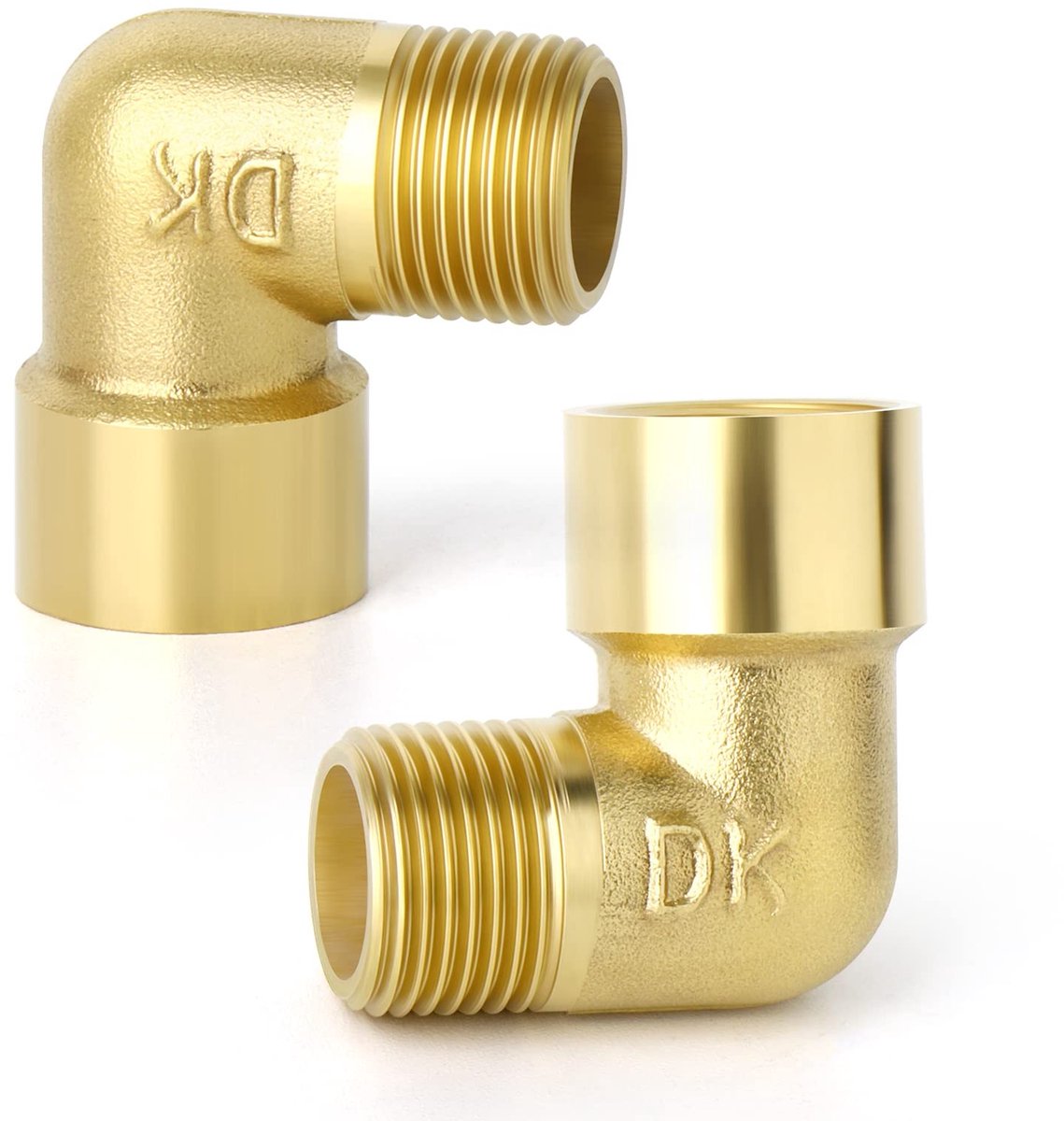 Allecto - 1/4" elleboogpijpconnector - Messing - 90 graden - Hoogwaardige kwaliteit - Geschikt voor pijpverbinding - 2 stuks