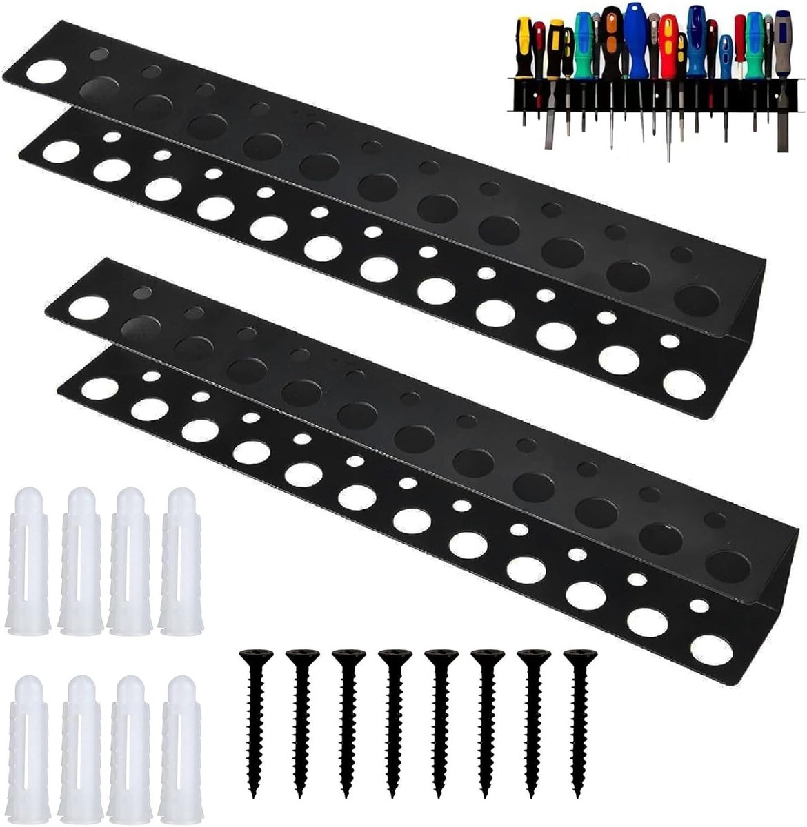 Screwdriver Organiser Set van 2 - Wandrek voor Schroevendraaiers voor Werkplaats, Garage en Klussen