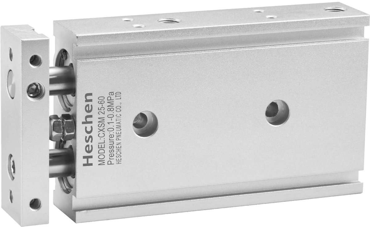 aladdien - Heschen Double Aluminum Air Cylinder - Pneumatische Cilinder - 25mm Bore - 60mm Stroke - Geschikt voor diverse toepassingen - Aluminium