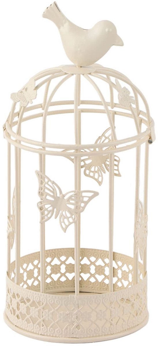 ONF3 - Hangende lantaarn kandelaar - Vintage decoratie - Unieke vogelkooi stijl - Wit - Bruiloft decoratie - Tafelblad lantaarn - Geschikt voor ...