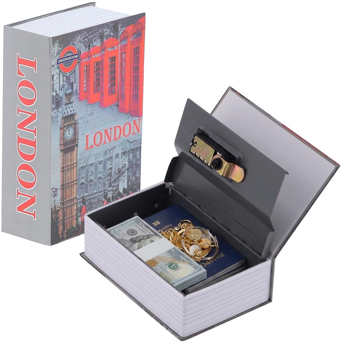 aladdien - Buxussafe - Veiligheidsbox - Discreet en stijlvol - 18 x 12 x 5,5 cm - Voor geld en sieraden - Perfect voor op planken en bureaus