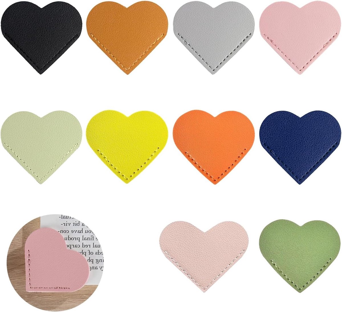 Set van 10 Kleurrijke Hartbladwijzers, Unieke Boekenleggers voor Lezers en Boekdecoratie, Perfecte Cadeaus voor Boekenliefhebbers