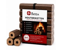 Benza Houtbriketten – 12 Stuks – 850 Gram per Briket – +/- 10 Kilo - 19,5 x 6,5 cm – Duurzame Briketten voor Kachel, Openhaard & Vuurkorf