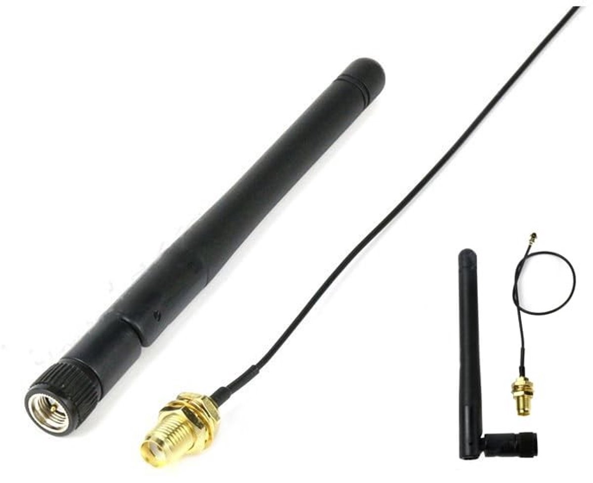 Allecto - M.2 WiFi-antenne - Dual-band 3dBi - Omnidirectioneel - 2,4 GHz 5,8 GHz - Geschikt voor M.2 netwerkkaart - Inclusief kabels