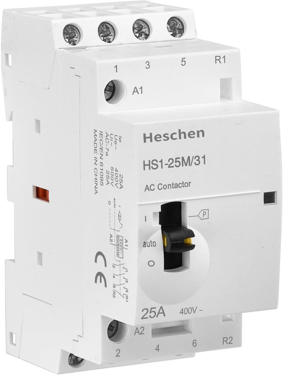 aladdien - Modulaire AC-bescherming - 25A - Handmatige schakelaar - DIN-rail-montage - 4 polen - Voor huishoudelijk gebruik