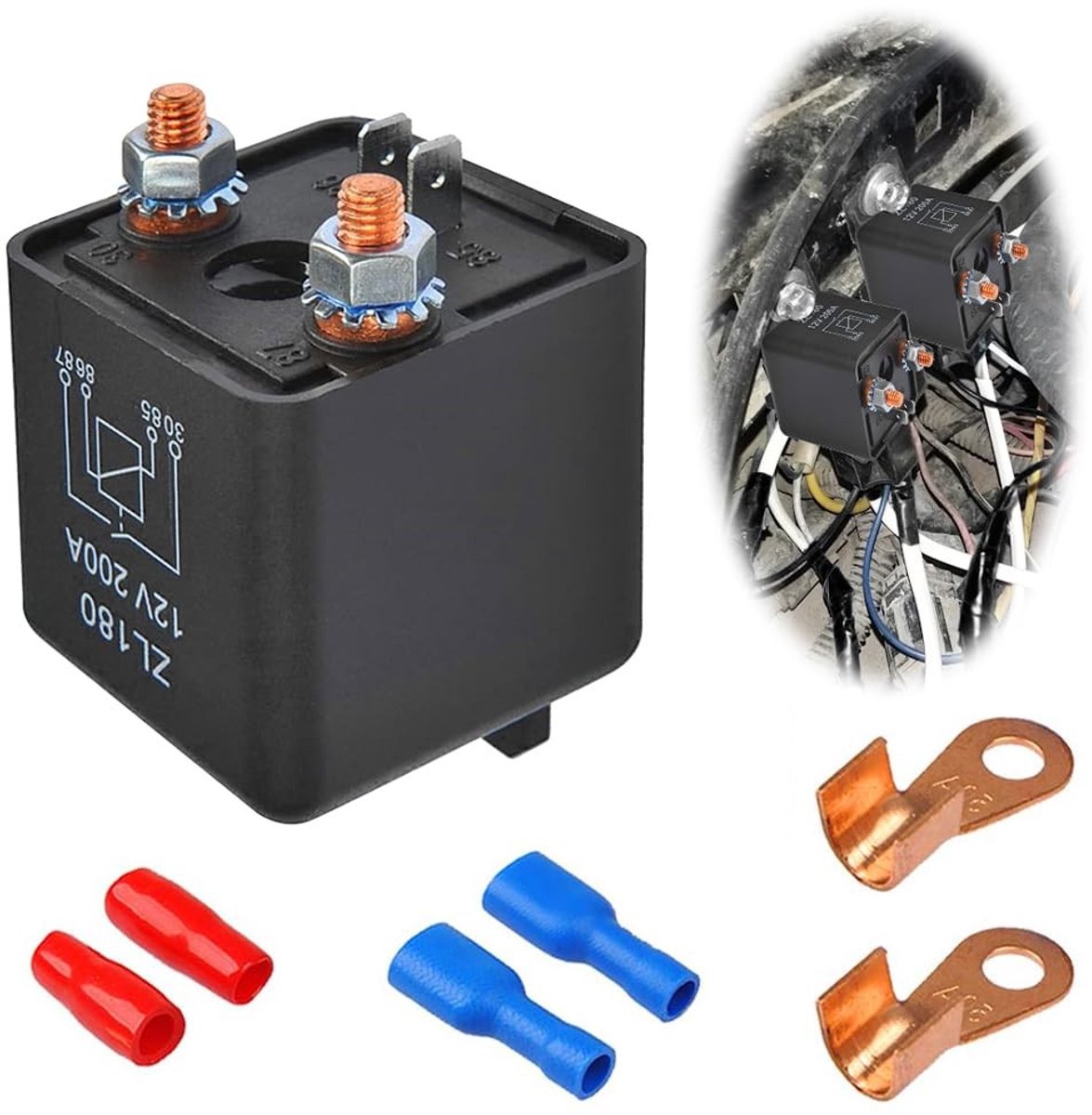 aladdien - Auto Relay - 4 Pin 12V - Krachtige Batterij Schakelaar - Voor Motor en Truck - Hoge Capaciteit - Geschikt voor Zware Belastingen - Perfec..
