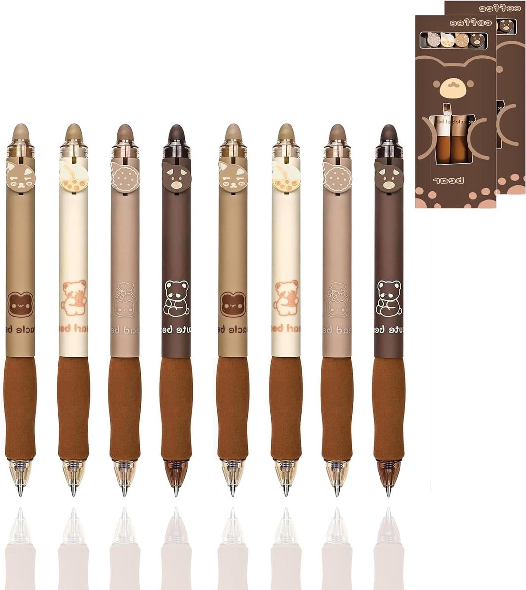 Set van 8 uitwisbare balpennen 0.5mm met thermosensitieve inkt, ideaal voor school en kantoor, perfect als cadeau voor studenten