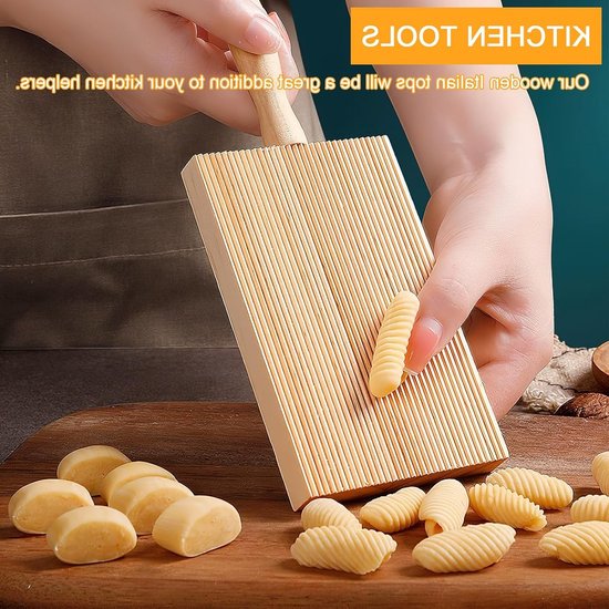 Houten Gnocchi Plank en Pastamachine - Ideaal voor Doe-Het-Zelf Noedelvormen van Spaghettiwiel — afbeelding 2