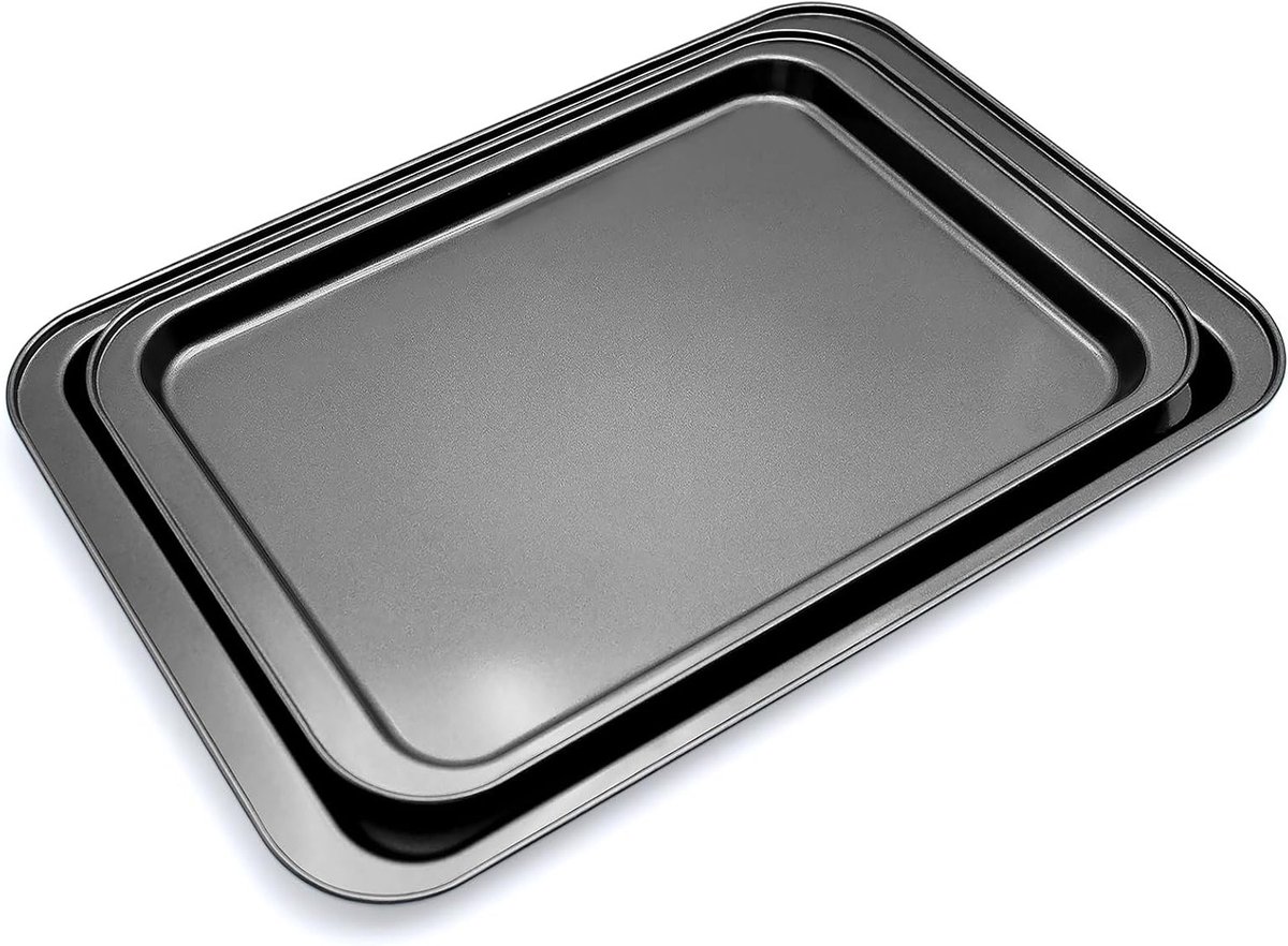 Set van 2 Antiaanbak Bakplaten Rechthoekige Bakplaat voor Taarten Ovenbestendig en Duurzaam 42 5 x 28 5 x 2 5 cm en 37 5 x 25 5 x 2 5 cm