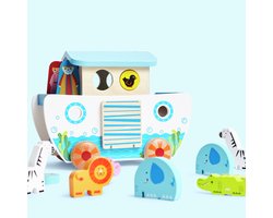Hape Trekspeelgoed Ark van Noah - Houten trekfiguur met 16 speelfiguren, vanaf 12 maanden