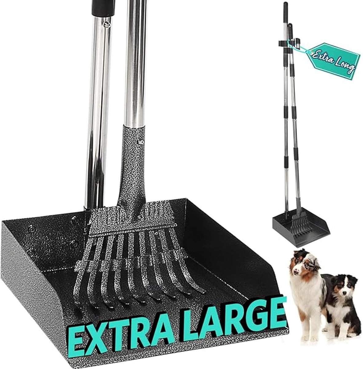 YOR® Hondenpoepschep - Honden - Hondenpoepzakjes - Zwart - 17cm x 18cm x 96cm