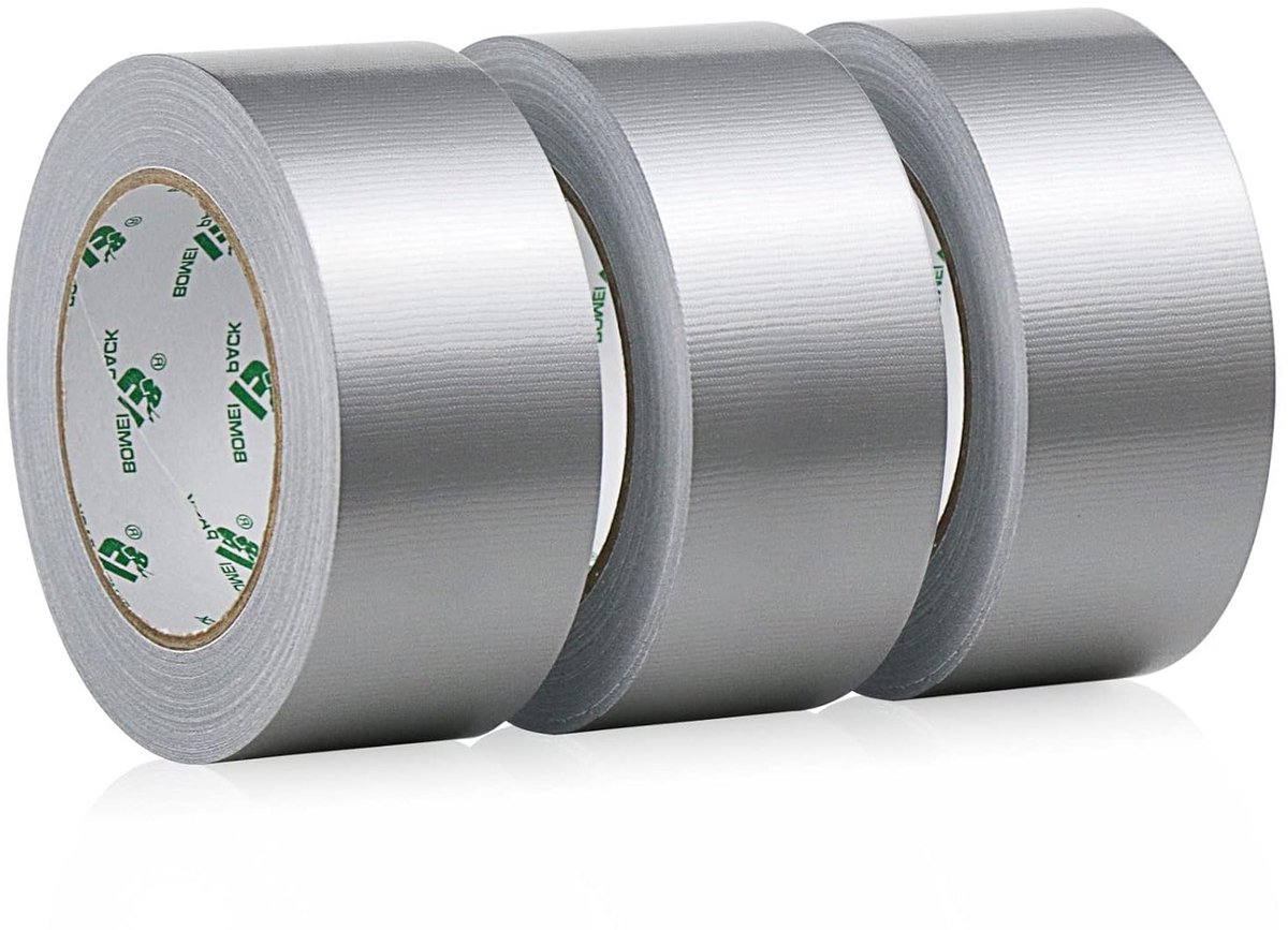 Extra sterke waterdichte reparatietape, 32m x 48mm - Ideaal voor binnen en buiten, 3 rollen geweven versterkte tape (Zilver)