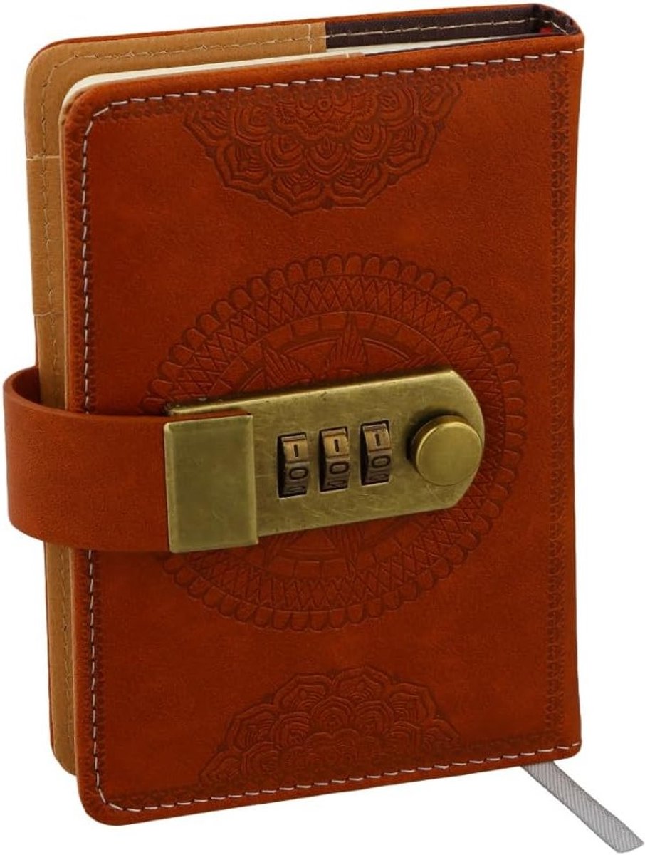 Vintage Mini Notitieboek met Slot, 240 Pagina's, Ideaal voor School, Reizen en Kantoor, Compact A7 Formaat voor Studenten en Creatieve Geesten