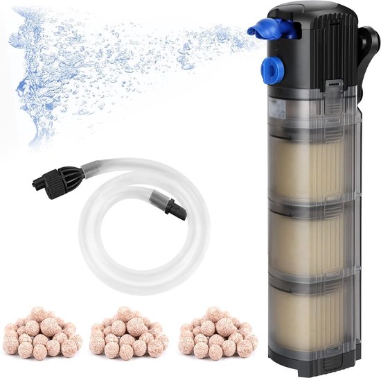 3-in-1 instelbare doorstroming aquariumfilter 1500 l/u waterpomp voor aquaria van 100-300 liter 25 W - Binnenfilter