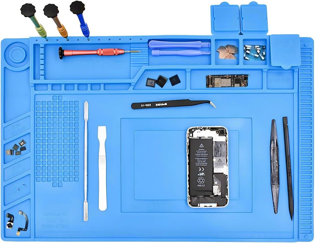 Siliconen Soldermat 45x30cm - Hittebestendige Werkmat tot 500°C met Magnetische Functie en Schaal voor Elektronica, Smartphones en Horloges