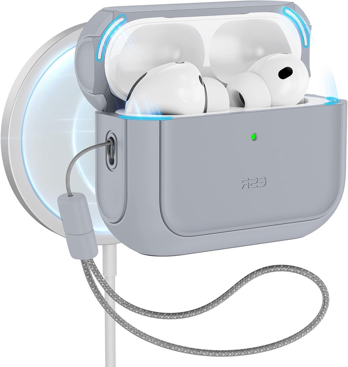 Beschermende AirPods Pro 3 Hoes met MagSafe Compatibiliteit en Polsbandje - Grijs, Geschikt voor 3e Generatie (2025)
