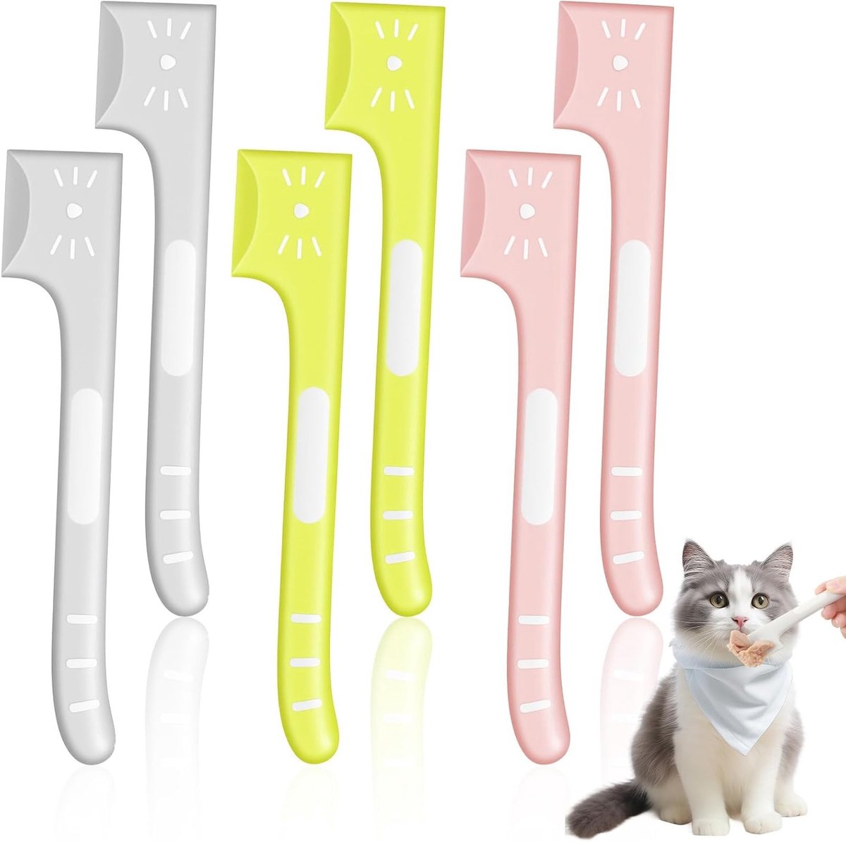 Set van 6 Siliconen Kattenlepels voor Nat Voer - Ideaal voor Katten en Honden, Makkelijk te Reinigen en Perfect voor Voedselmixen