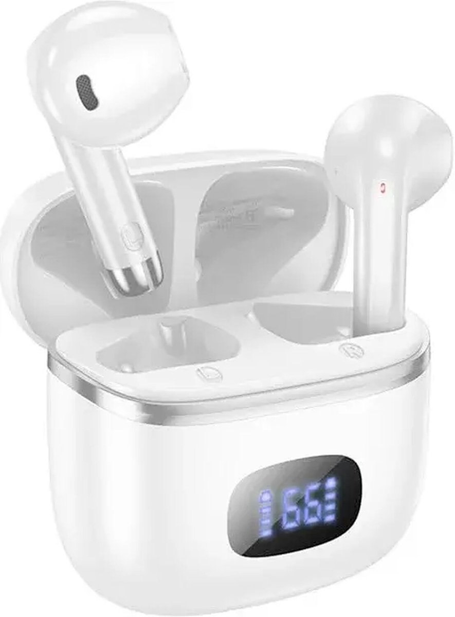 Hoco EQ1 Draadloze Oordopjes - Bluetooth 5.3 - Draadloze Oortjes - 35 uur accu - 13mm drivers - microfoon - Wit