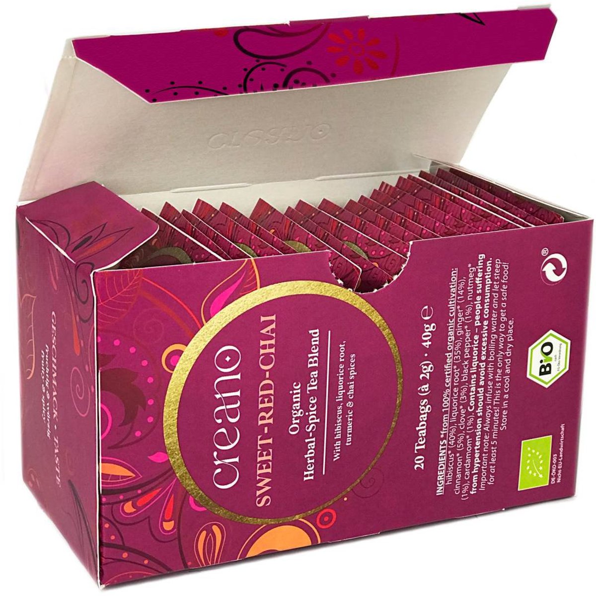 Tuana Kruiden - Zoete Rode Chai Thee - Sweet Red Chai Tea - (biologisch) 20 Stuks -