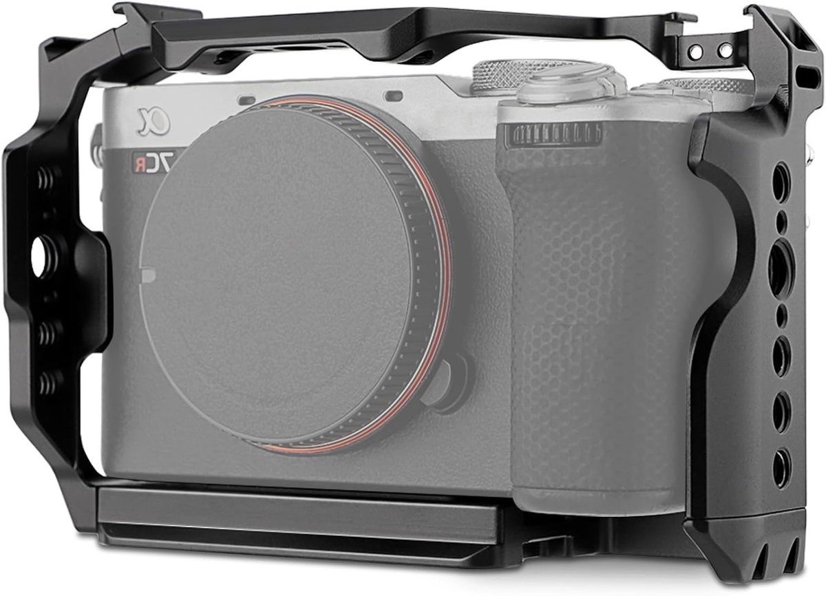 Camera Cage voor Sony A7C II / A7CR - Beschermframe Rig met Arca Basis, Compatibel met DJI RS Stabilizer, Ideaal voor Vloggen en Videoproductie, Zwart