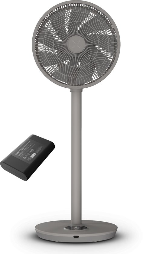 Fluisterstille staande ventilator Duux Whisper Flex 2 met accu, 30 snelheden, nachtmodus, energiezuinig, grijs
