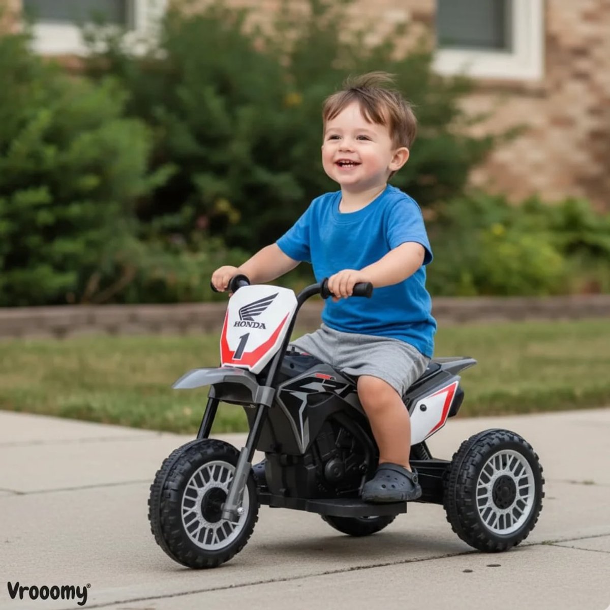 Honda CRF450 Elektrische Kindermotor 1 tot 3 jaar – Officieel Gelicentieerde Crossmotor met 3 Wielen voor Extra Stabiliteit – Li-ion Kindermotor met Claxon & Automatische Rem – Grijs — afbeelding 2