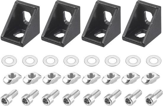 Inner Corner Bracket Gusset 80x80mm L Beugels Hoeksteun voor 4040 Series Aluminium Extrusie T-Slot Frame, 4 Stuks (Zwart) - Stevige Hoekverbinding, Duurzaam en Betrouwbaar — afbeelding 3