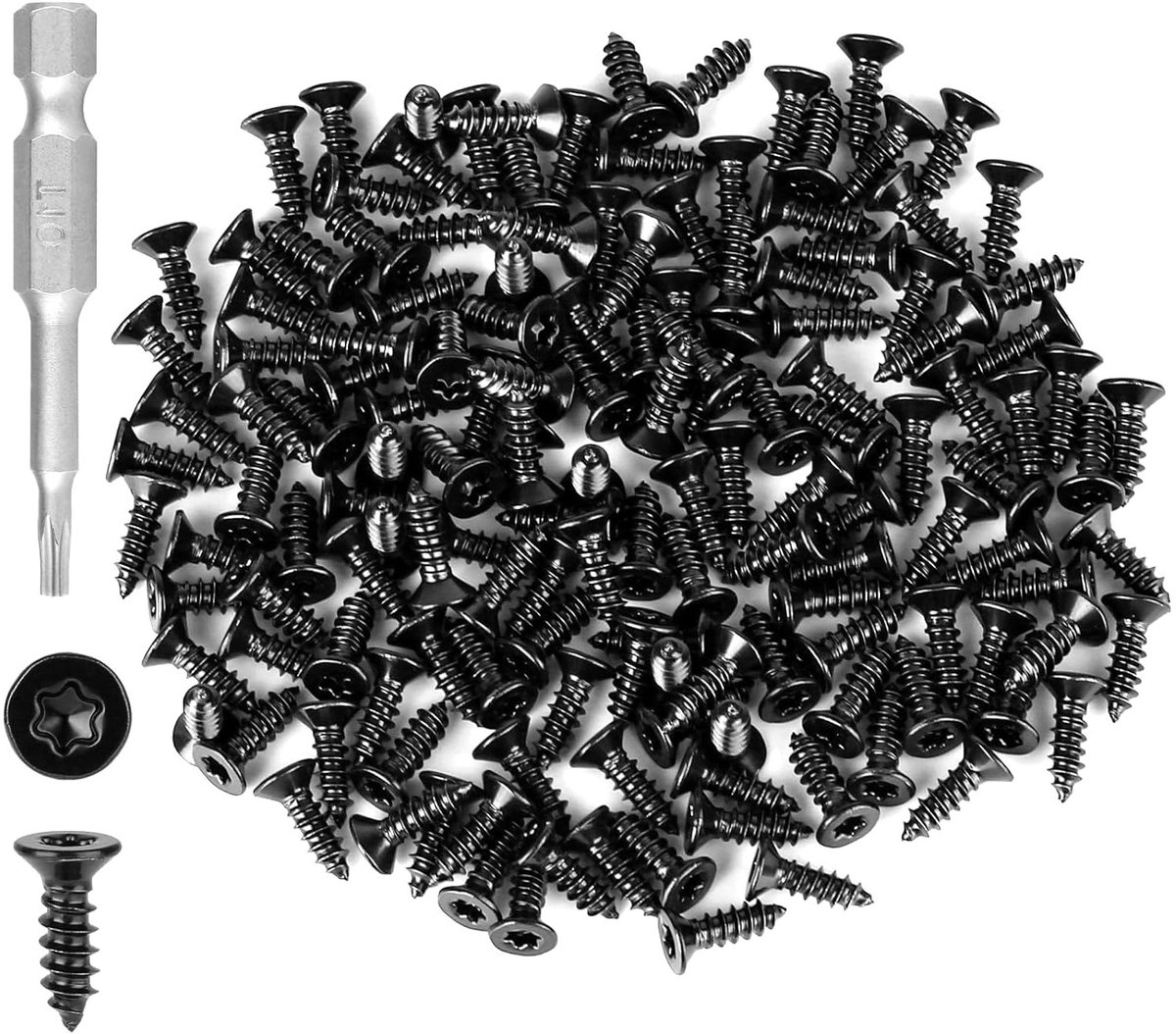 150 stuks Torx houtschroeven van roestvrij staal, zelfborende schroeven met T10 schroevendraaier voor meubels en constructie, M3*10 mm
