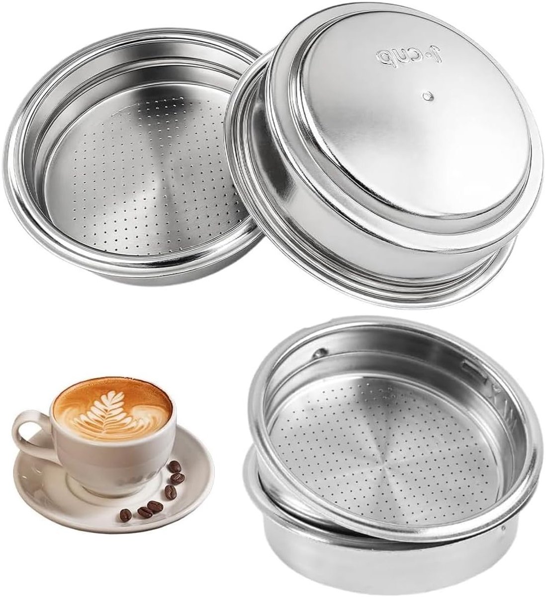 Dubbellaagse koffiefilterset van 51 mm voor optimale koffie-extractie, roestvrij staal en 
