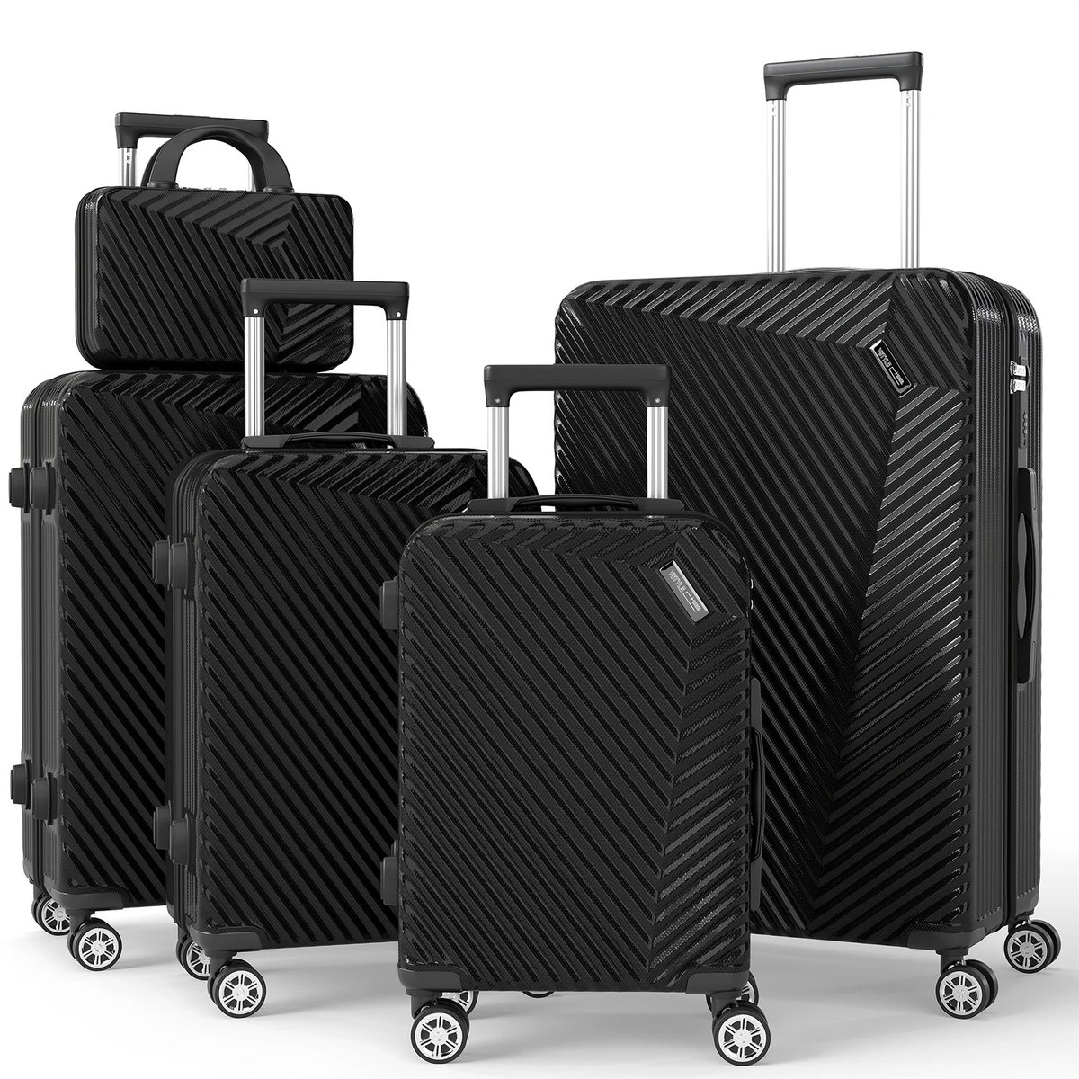 Lifero Koffer Set - 5 delig Reis Bagage Set - Lichtgewicht Reisbagage - Set Voor Vakantie en Weekendtrips - Reiskoffer Set - Zwart