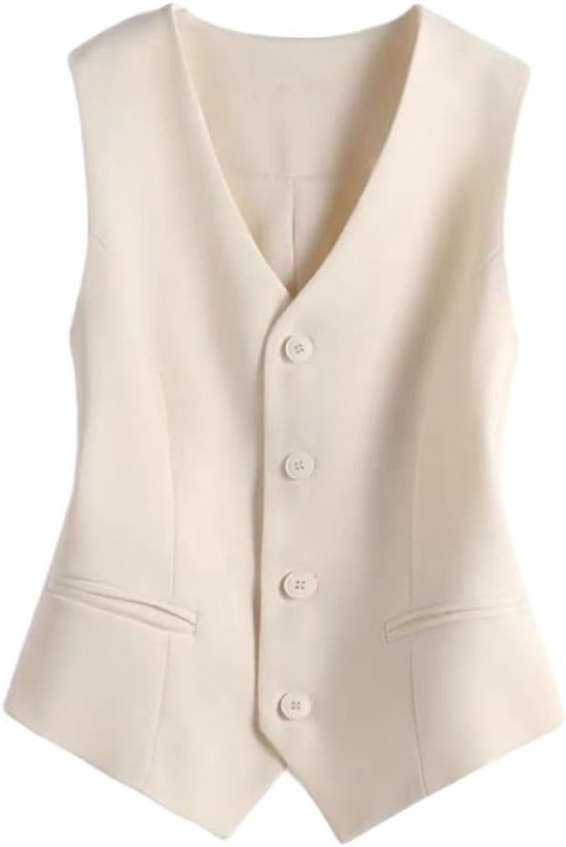 Elegante smokingvest voor dames met smalle pasvorm en V-hals, perfect voor feesten en speciale gelegenheden
